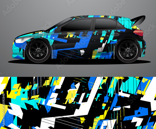 Rally car decal graphic wrap vector, abstract background