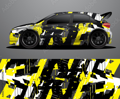 Rally car decal graphic wrap vector, abstract background