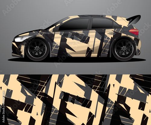 Rally car decal graphic wrap vector, abstract background