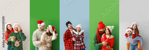Collage with happy couple i...
