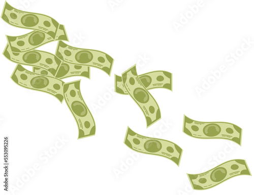 Falling dollar banknotes money rain vector illustration on white background