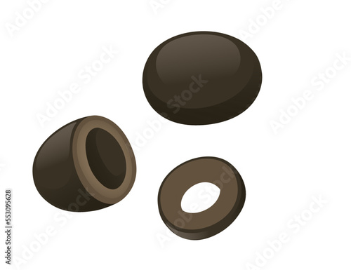 Black olives fruit fresh healthy food vector illustration isolated on white background