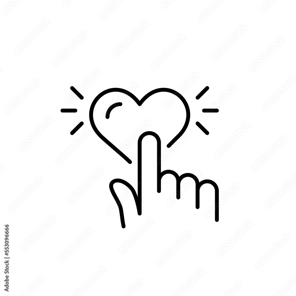 Index finger pushing on like symbol. Pixel perfect, editable stroke icon Index finger pushing on like symbol. Pixel perfect, editable stroke icon