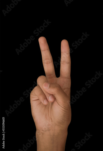 Protesting Hand Peace Sign on black background