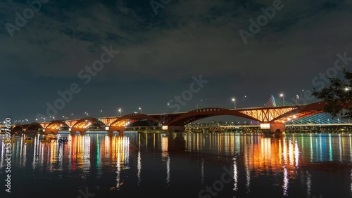 Night time lapse of Seongsandaegyo Bridge  photo