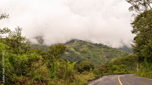 green mountains with clouds in the ecuadorian alps