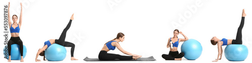 Set of sporty young woman w...