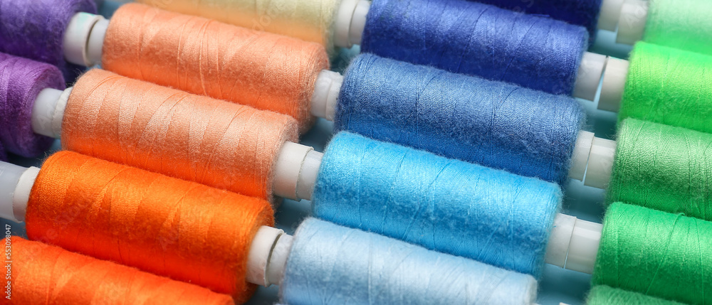 Many colorful threads, closeup view Many colorful threads, closeup view