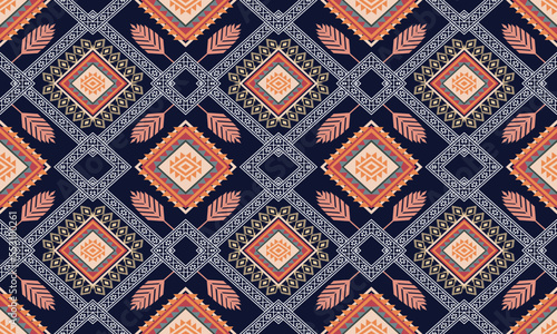 Abstract geometric ethnic pattern design for clothing  fabric  background  wallpaper  wrapping  batik. Knitwear  Pixel pattern  Embroidery style.