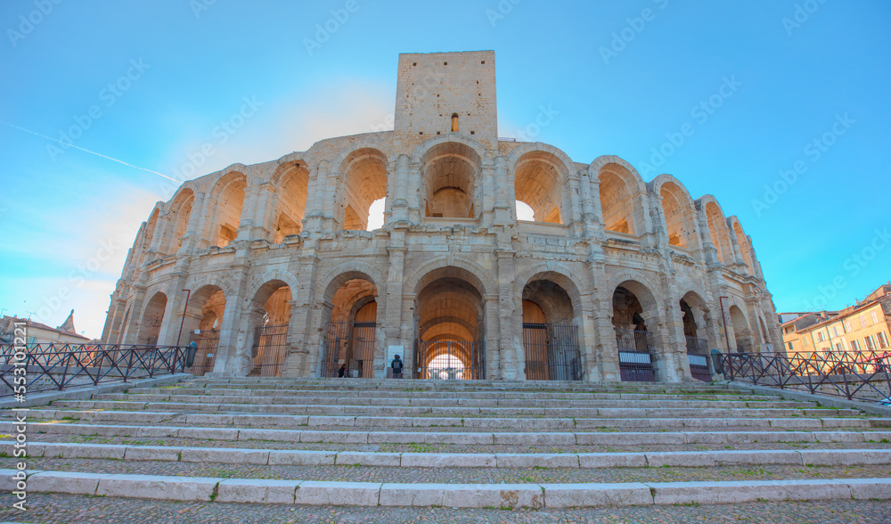 Roman amphitheatre in Old Town of Arles -  Arles Amphitheatre, Roman arena in French town of Arles.