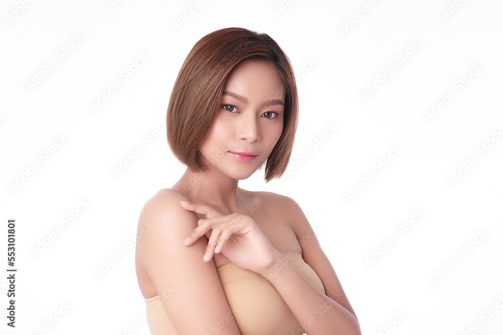 Beautiful young asian woman with clean fresh skin on white background, Face care, Facial treatment, Cosmetology, beauty and spa, Asian women portrait. Beautiful young asian woman with clean fresh skin on white background, Face care, Facial treatment, Cosmetology, beauty and spa, Asian women portrait.