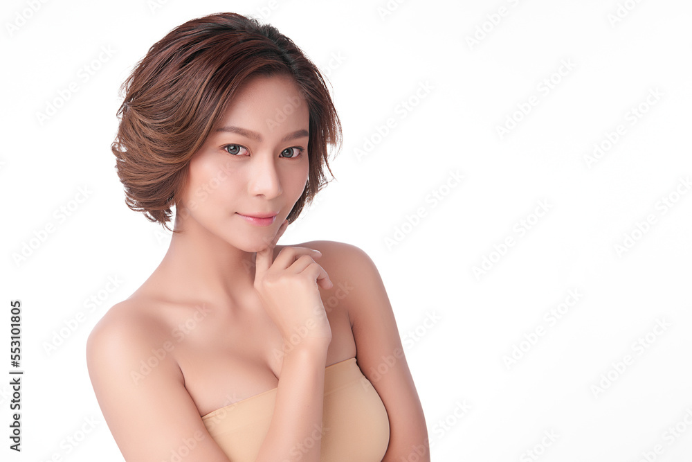 Beautiful young asian woman with clean fresh skin on white background, Face care, Facial treatment, Cosmetology, beauty and spa, Asian women portrait. Beautiful young asian woman with clean fresh skin on white background, Face care, Facial treatment, Cosmetology, beauty and spa, Asian women portrait.