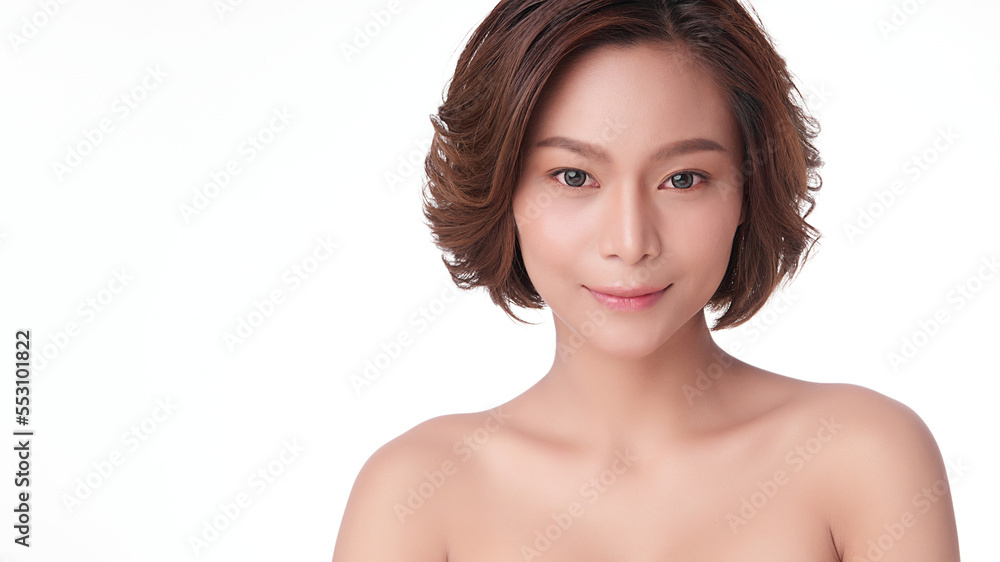 Beautiful young asian woman with clean fresh skin on white background, Face care, Facial treatment, Cosmetology, beauty and spa, Asian women portrait. Beautiful young asian woman with clean fresh skin on white background, Face care, Facial treatment, Cosmetology, beauty and spa, Asian women portrait.