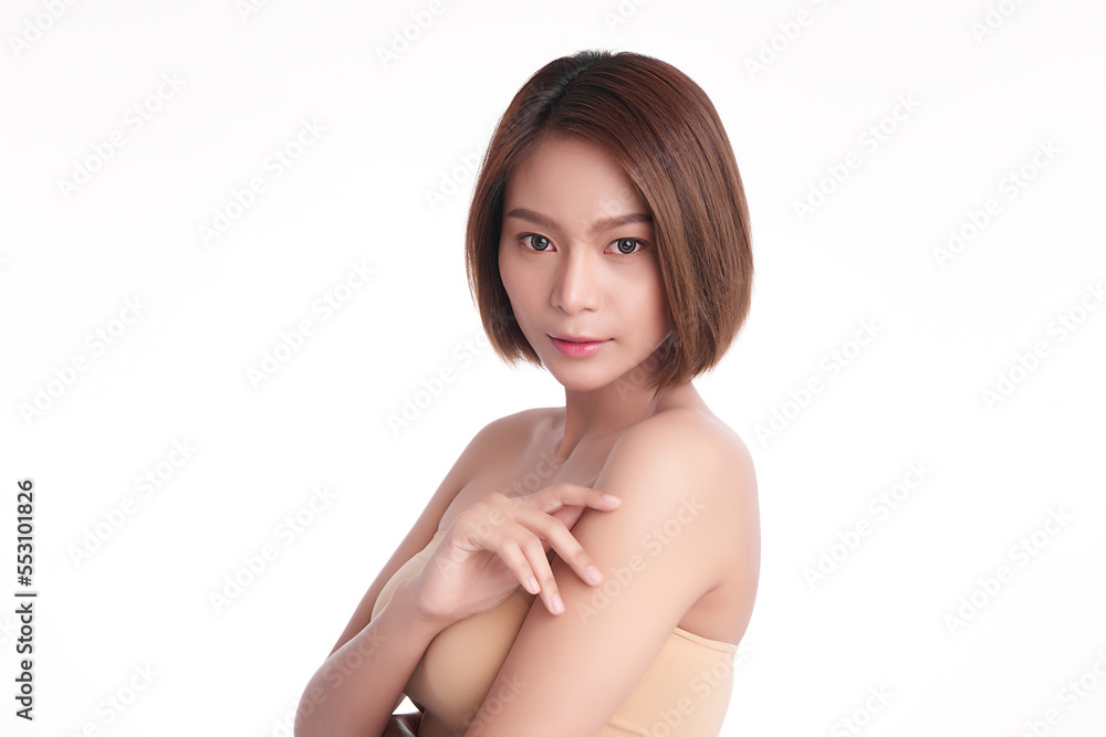 Beautiful young asian woman with clean fresh skin on white background, Face care, Facial treatment, Cosmetology, beauty and spa, Asian women portrait. Beautiful young asian woman with clean fresh skin on white background, Face care, Facial treatment, Cosmetology, beauty and spa, Asian women portrait.