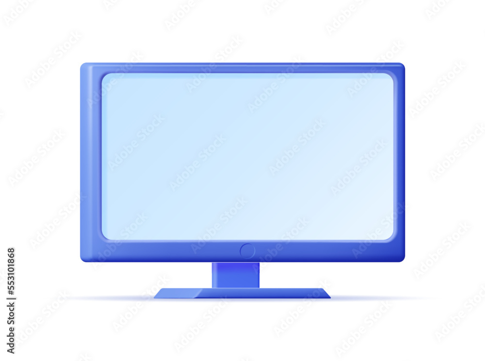 3d Cartoon PC Monitor Isolated. Render Computer LCD Display Mock Up with Blank Screen. Flat TV Icon. Technology Concept. 3D rendering. Minimal Vector Illustration 3d Cartoon PC Monitor Isolated. Render Computer LCD Display Mock Up with Blank Screen. Flat TV Icon. Technology Concept. 3D rendering. Minimal Vector Illustration