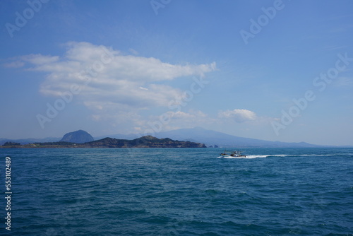 fine seascape with blue sea and sky