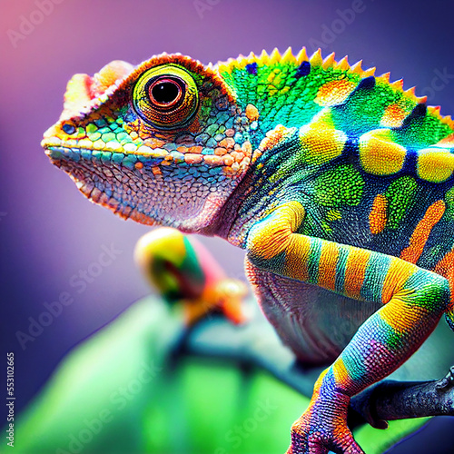 chameleon on a branch photo