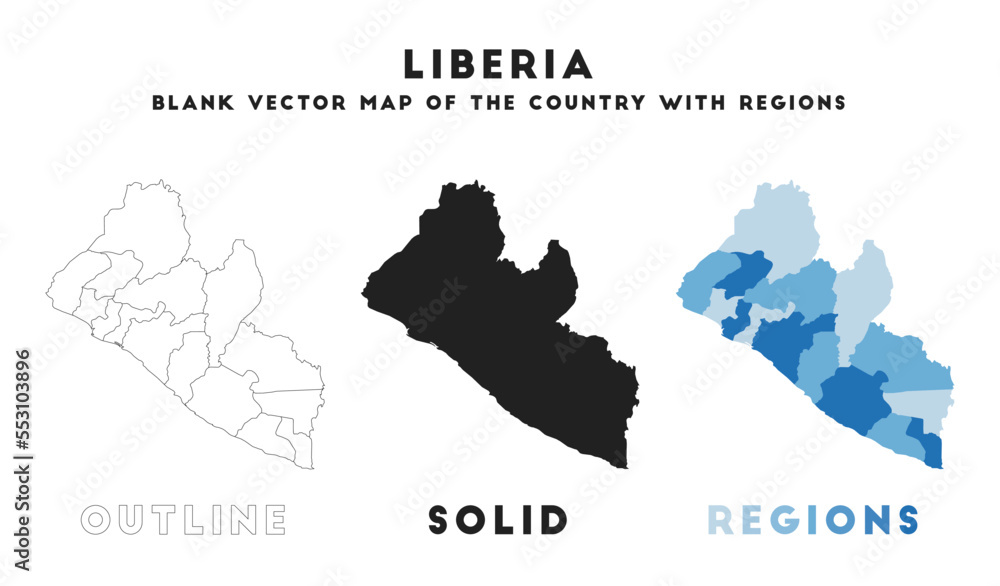 Liberia map. Borders of Liberia for your infographic. Vector country shape. Vector illustration.