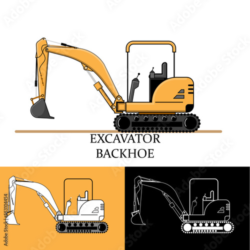 Wallpaper Mural small excavator, backhoe isolated white icons Torontodigital.ca