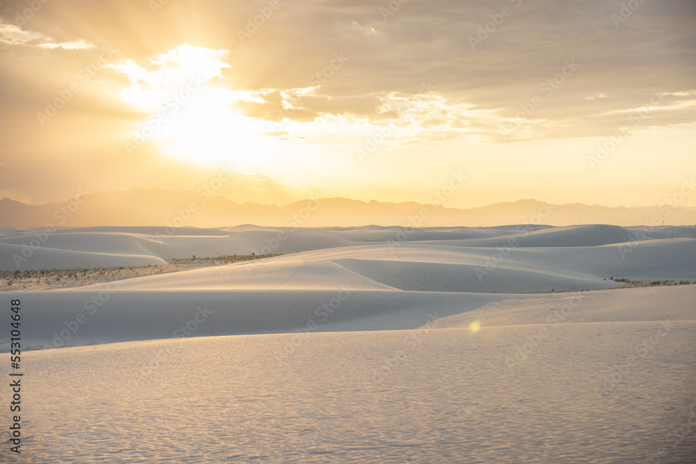 White Sands National Park  sand dunes at sunset