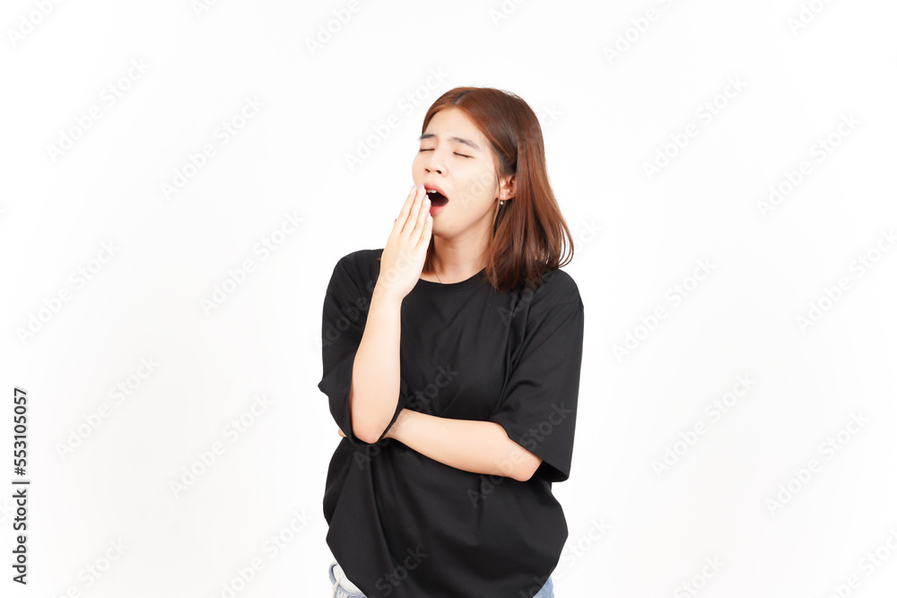 Yawning Gesture Of Beautiful Asian Woman Isolated On White Background Yawning Gesture Of Beautiful Asian Woman Isolated On White Background