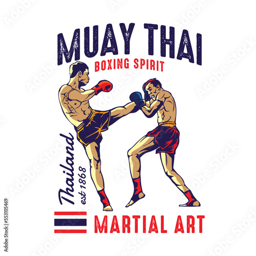 Muay Thai boxing martial art vector illustration, perfect for t shirt design and martial art training club logo design