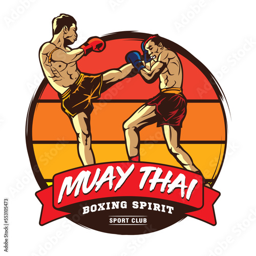 Muay Thai boxing martial art vector illustration, perfect for t shirt design and martial art training club logo design