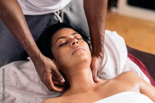 Woman Receiving Neck Massage