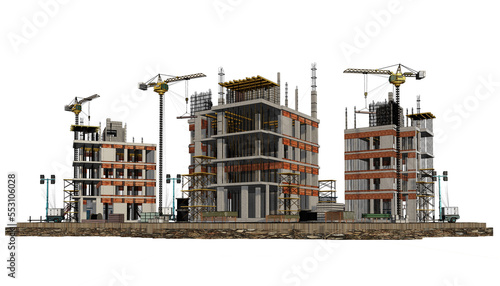 Fototapeta Naklejka Na Ścianę i Meble -  Skyscrapers and buildings under construction with construction.3D rendering
