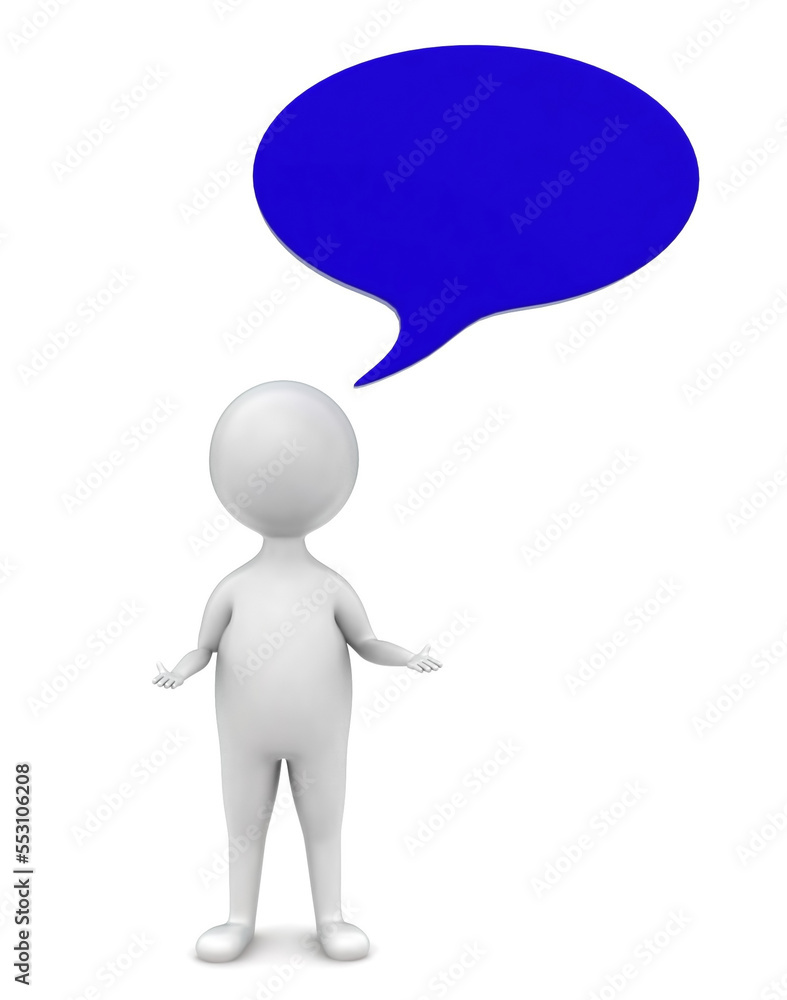 3d man with speech bubbles on top concept 3d man with speech bubbles on top concept