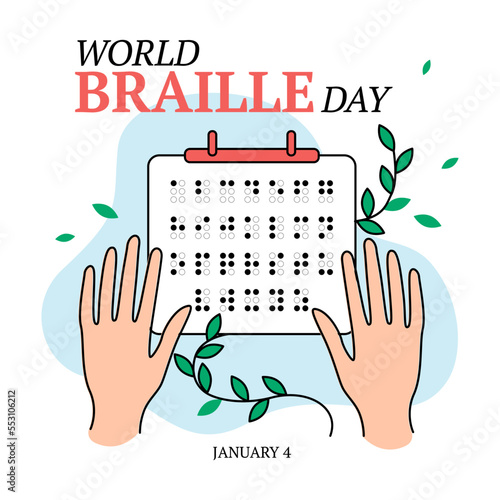 Poster banner World Braille Day (January 4). Vector illustration