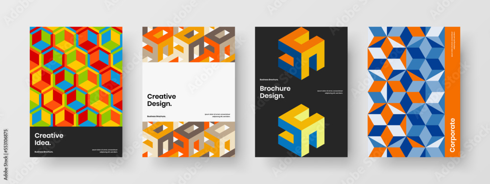 Premium mosaic tiles poster layout composition. Simple front page A4 vector design concept set. Premium mosaic tiles poster layout composition. Simple front page A4 vector design concept set.