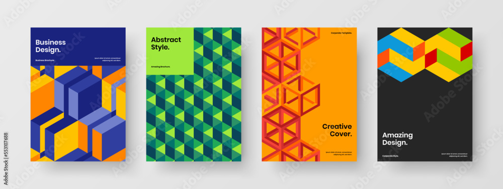 Modern mosaic shapes corporate cover concept set. Vivid flyer vector design illustration collection. Modern mosaic shapes corporate cover concept set. Vivid flyer vector design illustration collection.