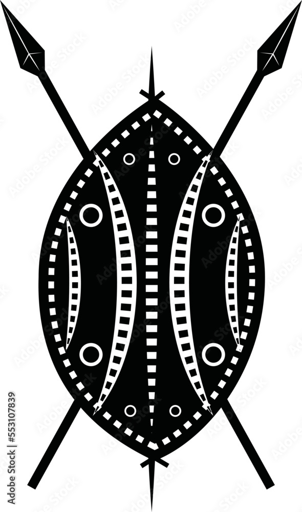 Vector Image Of A Tribal Shield, Isolated On Transparent Background