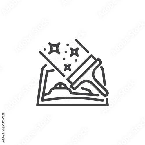 Car windshield cleaning line icon