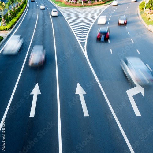 Motion blur of car traffic on the road