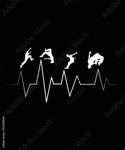 Parkour Heartbeat Graphic Vector T-shirt Illustration