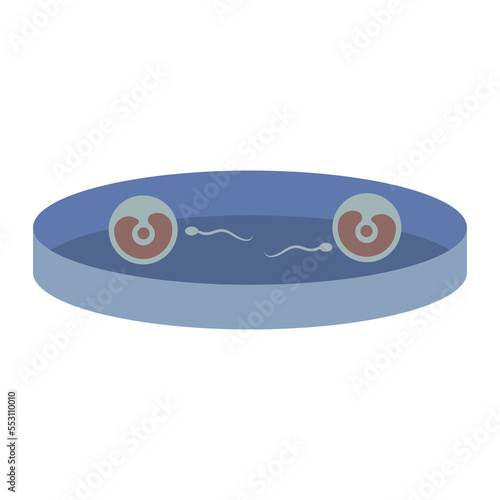 Test tube with eggs and sperm. Logo, artificial insemination sticker or emblem. Vector illustration.