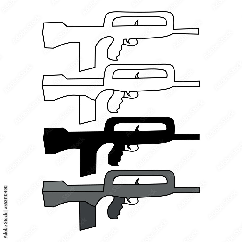 set of  Famas Assault rifle gun collection vector illustration