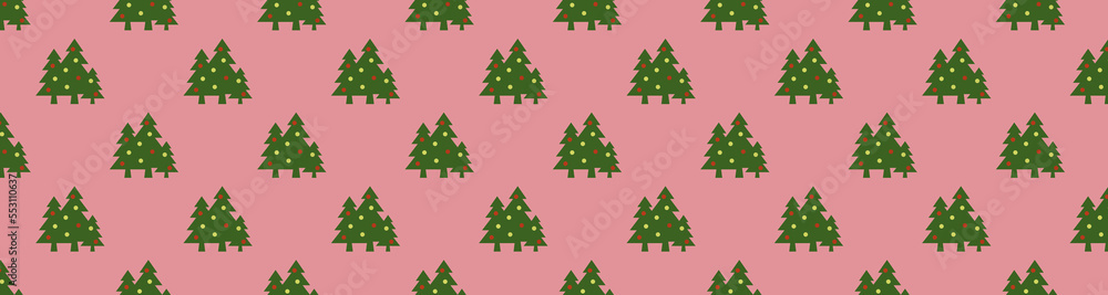 pattern. Image of green Christmas trees with balls on purple red background. Symbol of new year and Christmas. template for overlaying on surface. Banner for insertion into site.3d image. 3d rendering pattern. Image of green Christmas trees with balls on purple red background. Symbol of new year and Christmas. template for overlaying on surface. Banner for insertion into site.3d image. 3d rendering