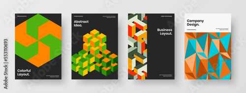 Fresh cover design vector concept set. Abstract geometric pattern poster illustration collection.