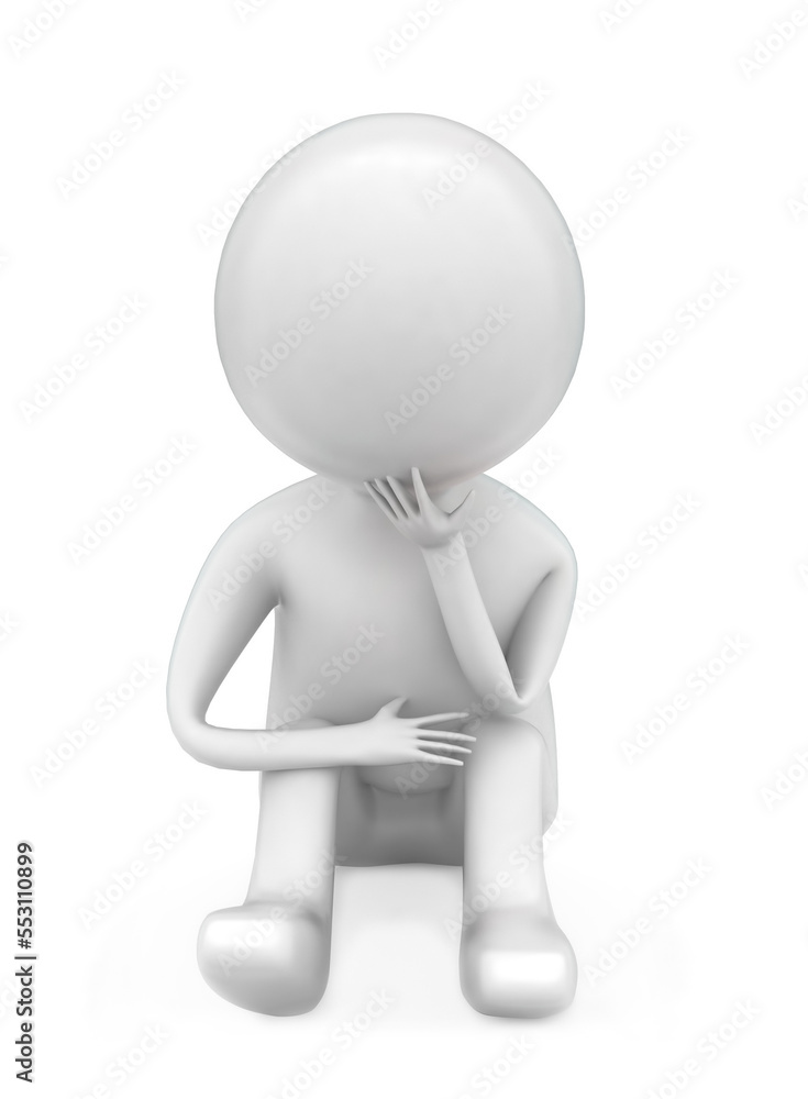 3d man worried concept in white background 3d man worried concept in white background