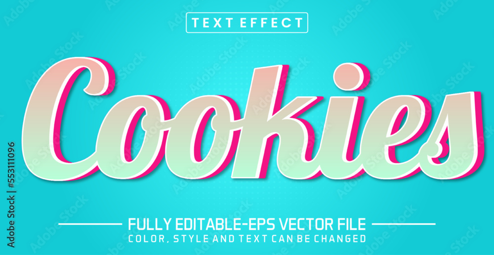 Cookies text editable style effect. colorful text theme