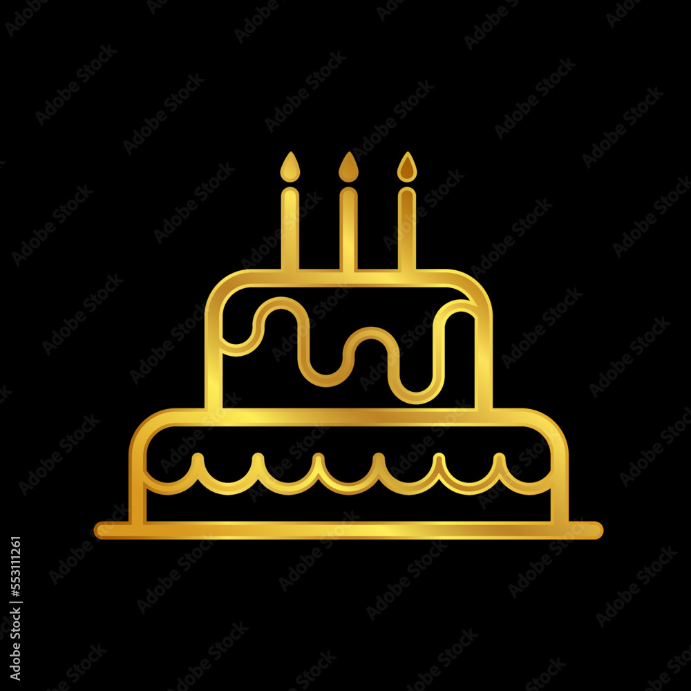gold birthday cake vector icon gold birthday cake vector icon