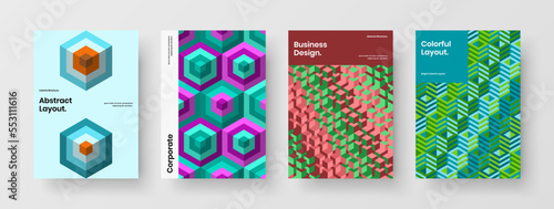 Vivid mosaic shapes banner template set. Clean company identity vector design concept bundle.