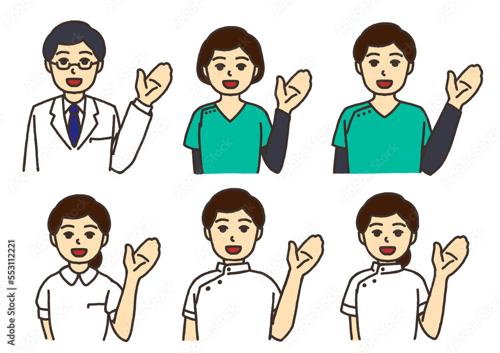 病院の掲示物に使える医療従事者の人物のイラストセット 病院の掲示物に使える医療従事者の人物のイラストセット