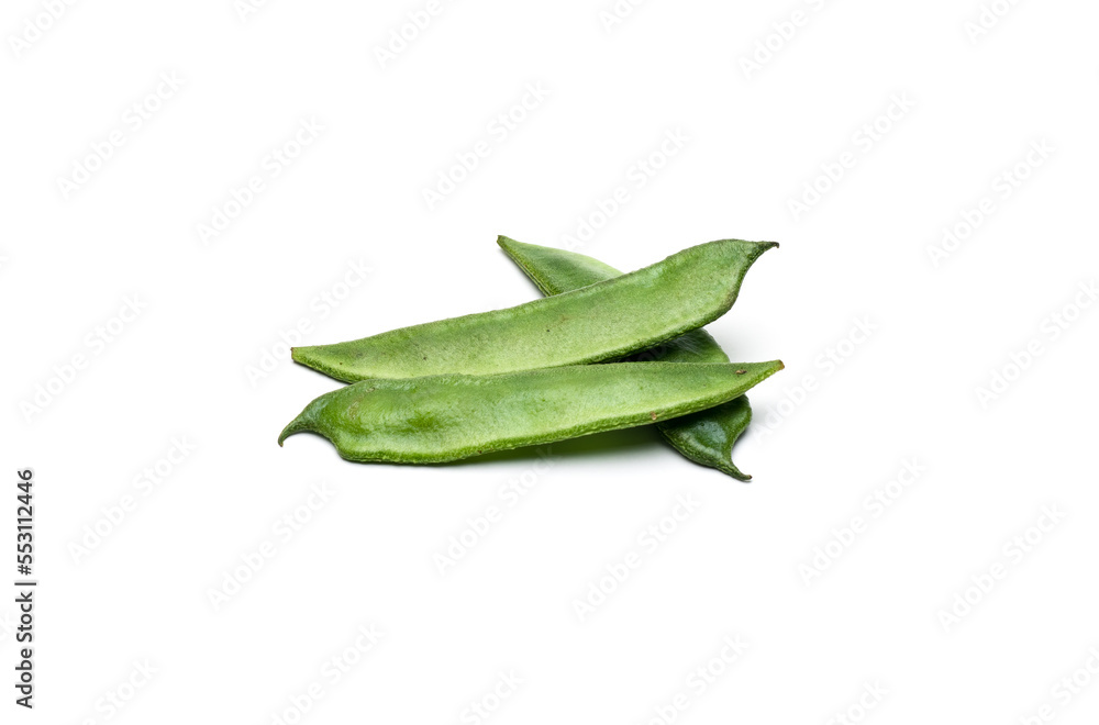 Organic common green bean vegetable on isolated white background Organic common green bean vegetable on isolated white background