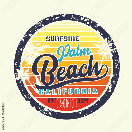 California beach typography design for printing on t-shirts and other uses.