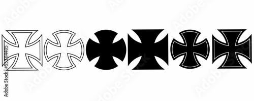 outline silhouette Chopper cross icon set isolated on white background