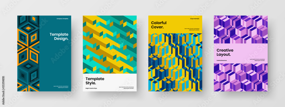 Clean mosaic pattern front page layout collection. Creative postcard design vector template composition. Clean mosaic pattern front page layout collection. Creative postcard design vector template composition.